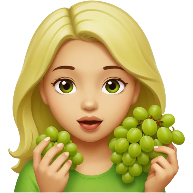 Light skinned girl eating grapes emoji