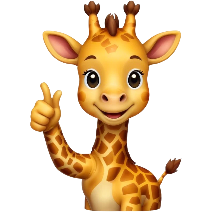 Cartoon dwarf giraffe with a smile, giving a thumbs-up emoji