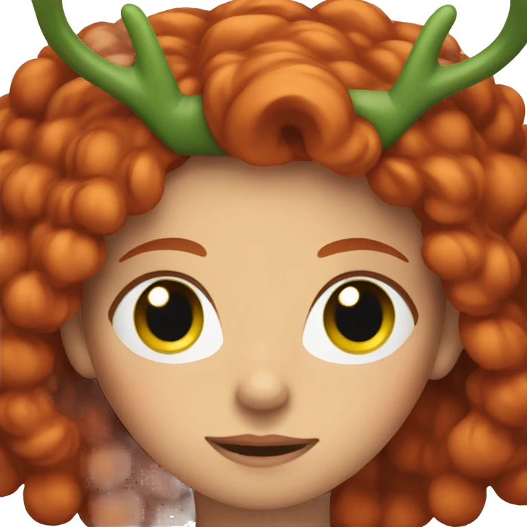 Red hair woman with green eyes and antlers emoji