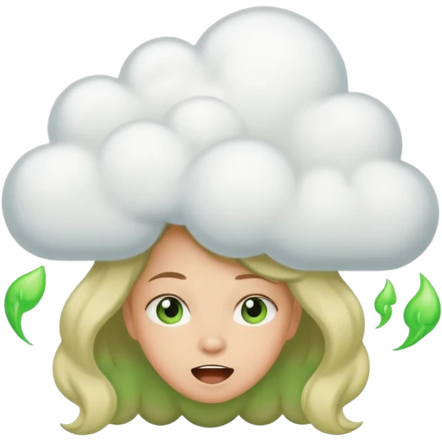Girl farting green fart clouds emoji