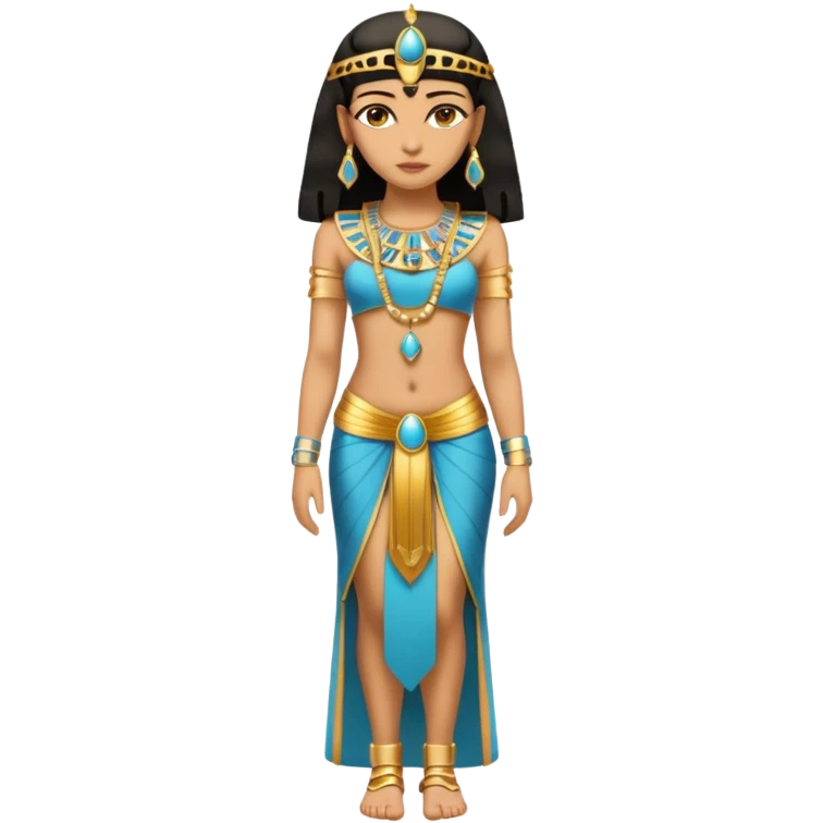 fullbody Cleopatra, high-detailed, realistic, front view, with golden jewelry emoji