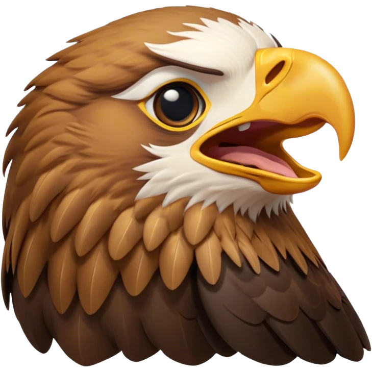 Cinematic Cute Yawning Golden Eagle Portrait Emoji, Head tilted slightly with a dramatic, wide-open yawn, showcasing a robust, majestic form with softly drooping feathers and sleepy, half-closed eyes, Simplified yet irresistibly adorable features, highly detailed, glowing with a soft, cozy amber glow, high shine, relaxed yet expressive, stylized with a dash of whimsical aerial charm, soft glowing outline, capturing the essence of a drowsy yet affectionate golden eagle that appears ready to stretch out for a nap! emoji
