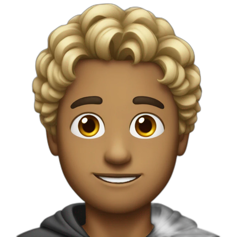 Chico con pelo corto, ojos negros emoji