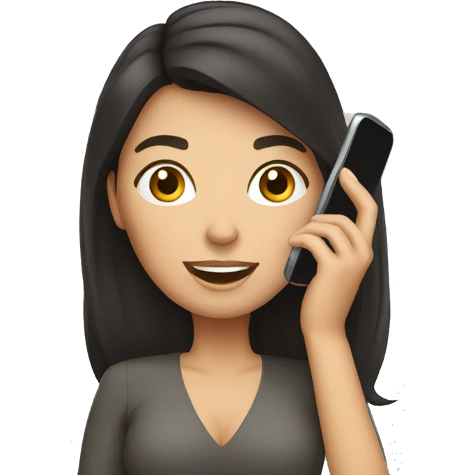 brunette woman calling on cell phone emoji