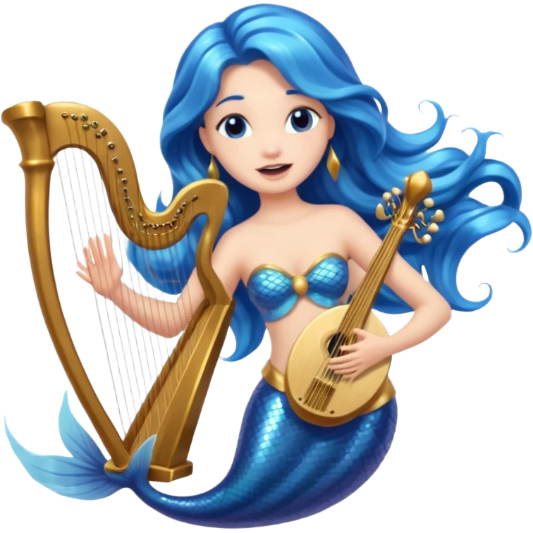 Singing Mermaid – Holding harp emoji