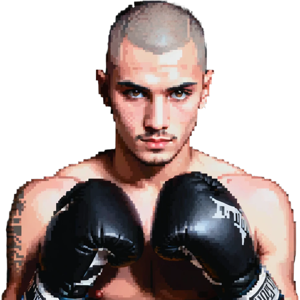white man with dark hair, dark eyes, buzzcut faded haircut, wearing boxing gloves emoji