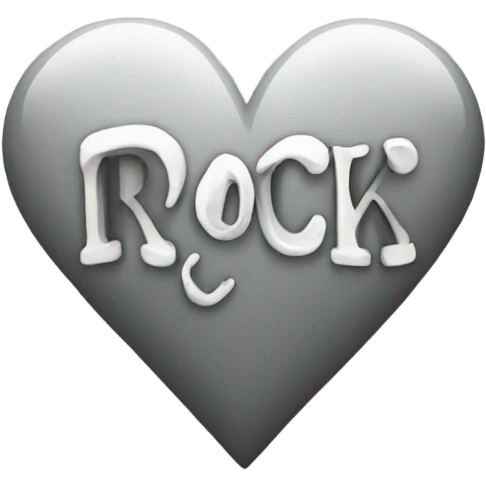 Grey heart that says rock in white letters in the heart  emoji