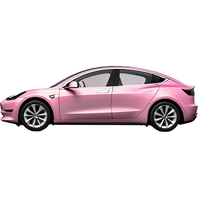 Pink Tesla model 3 SIDE VIEW emoji