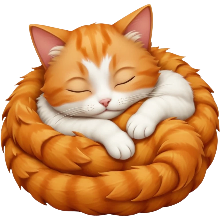 ginger and white small cat sleeping in weird position emoji