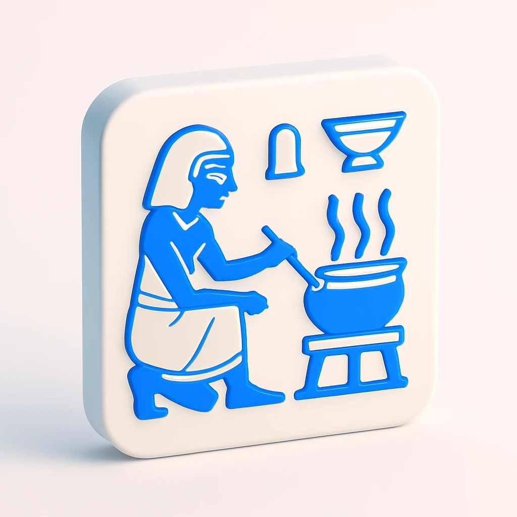 ancient Egyptian cooking scene in hieroglyphic style emoji