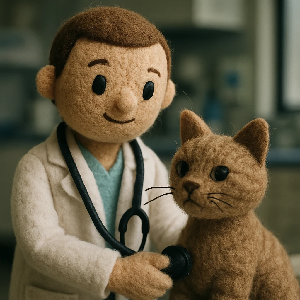 veterinarian examining a cat emoji