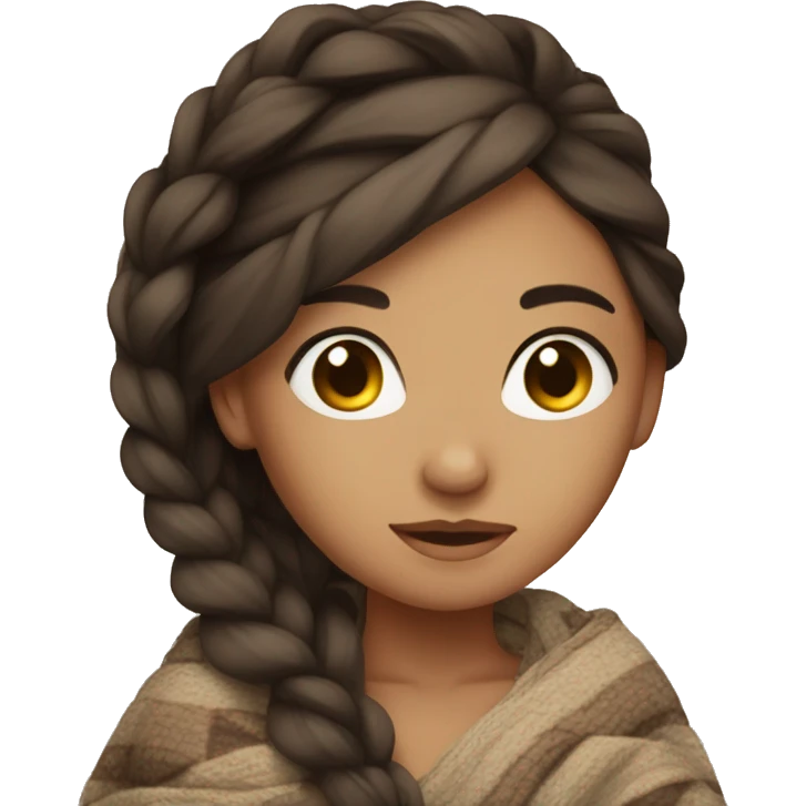 Brunette with a side braid and blanket wrapped around her  emoji