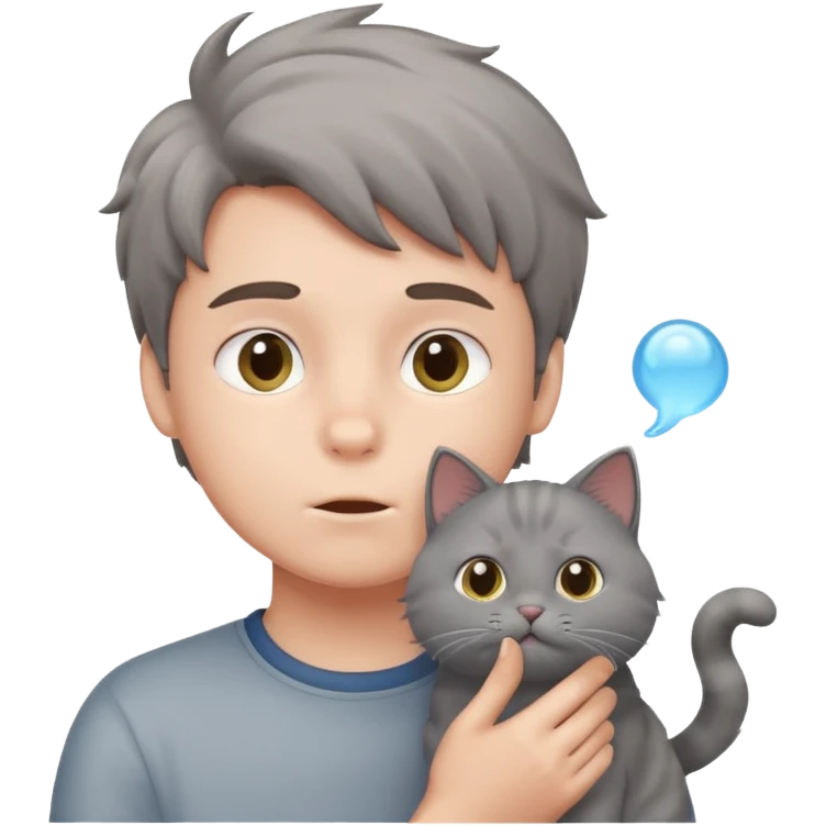 a boy blow hair for a cat emoji