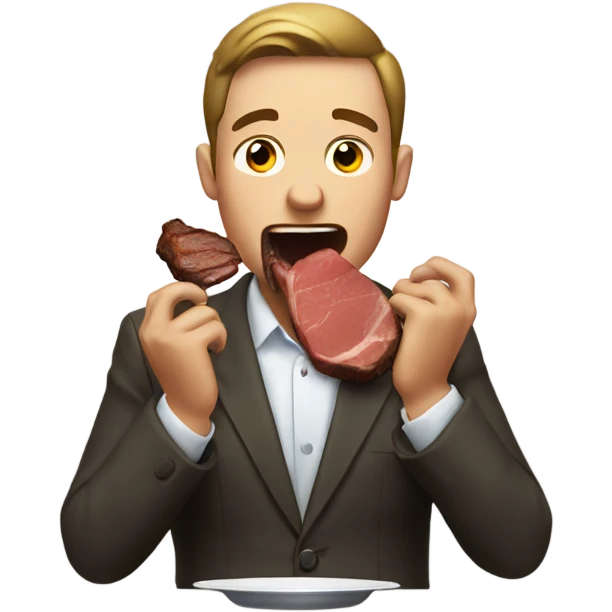 Man eating a steak with his hands emoji