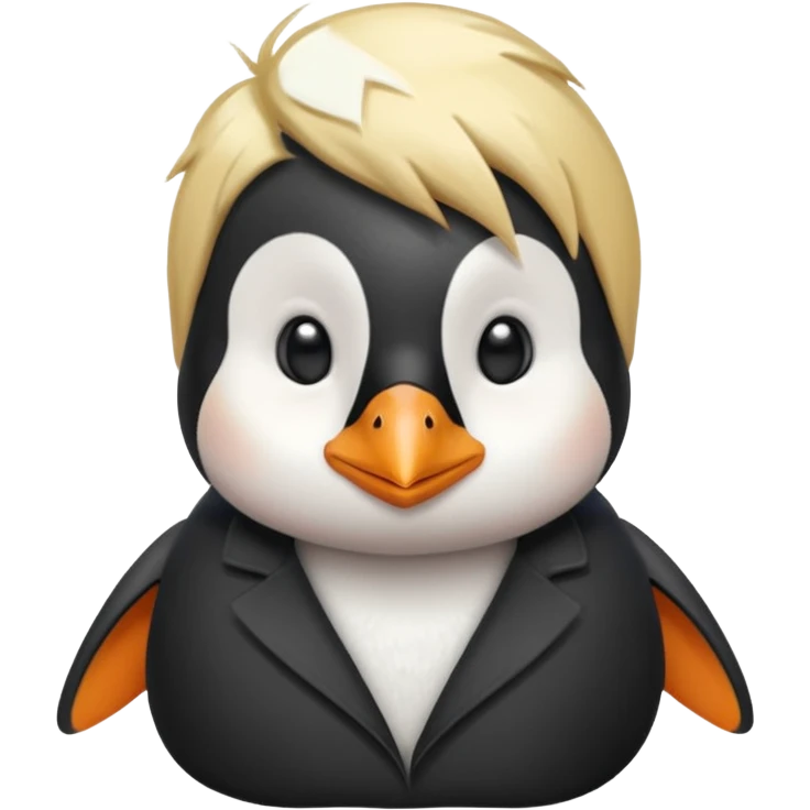 Pingüino con cabello  rubio estilo cool  emoji