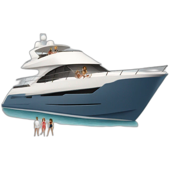 yacht with some women emoji