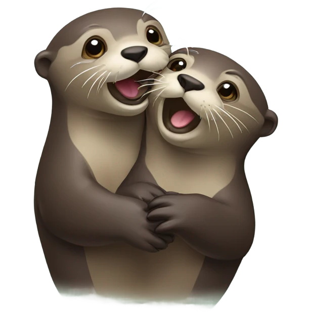 Two otters love emoji
