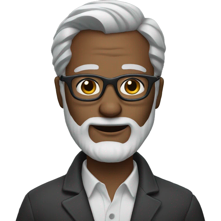 bearded man with graying hair and cat eye glasses emoji