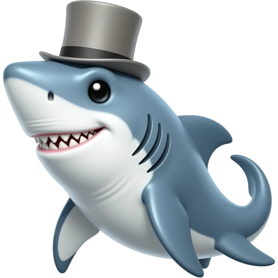 Shark with a top hat emoji