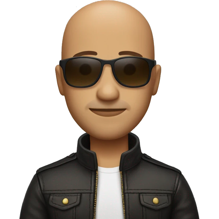 bald man with sunglasses , stubble, and leather jacket emoji