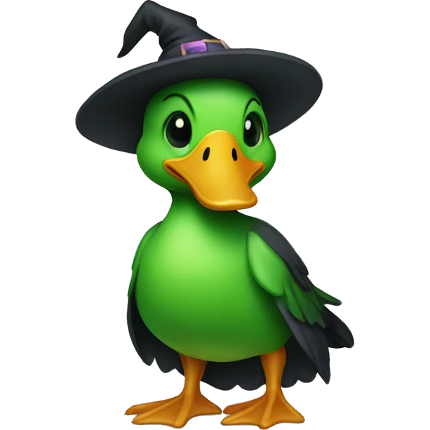 a witch green cute duck emoji