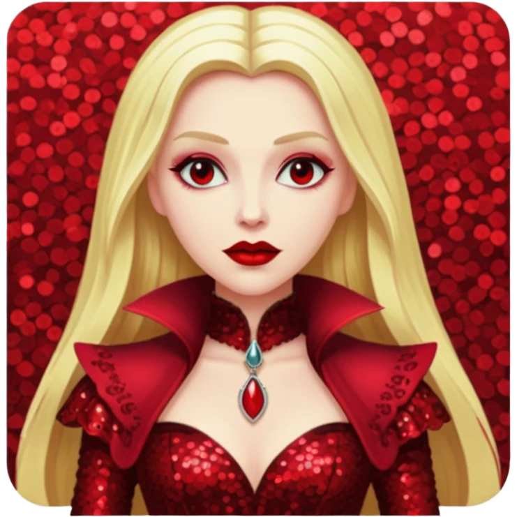 Countess Dracula from Universal Monsters with long blonde hair, dark red sequin outfit emoji