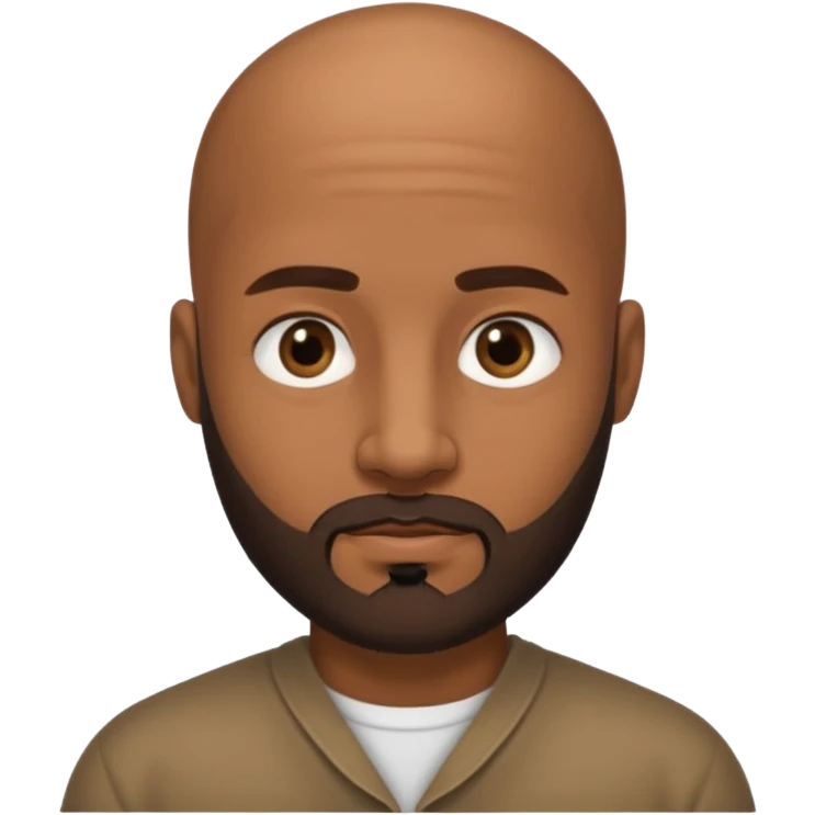 Hombre marrón pelado con barba y ojos negros emoji