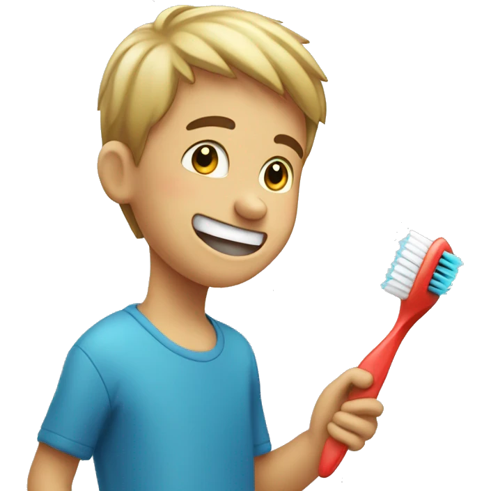 boy brushing teethbrush emoji