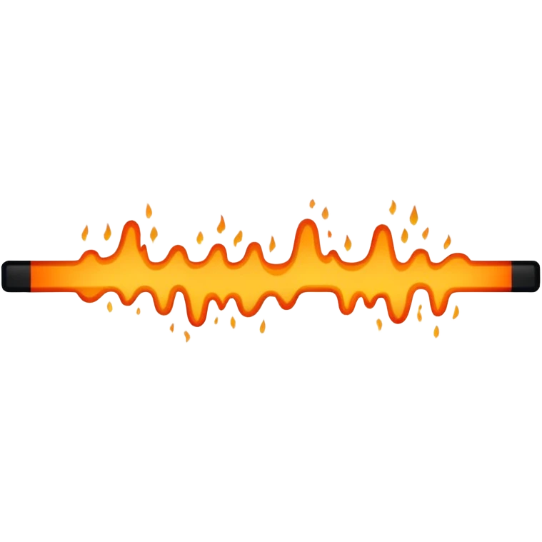 Give me a straight long horizontal burning orange line surrounded with black borders. Cool anime emoji