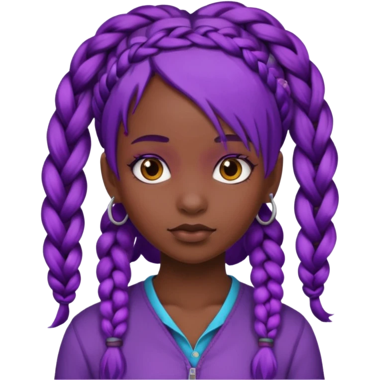 Dark skinned and purpled haired deaf girl. emoji