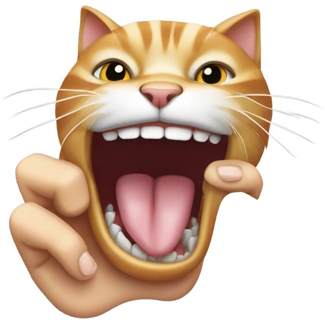 cat biting down on human emoji