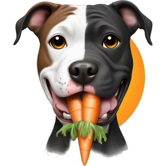 english black pit bull staffy dog eating a carrot emoji