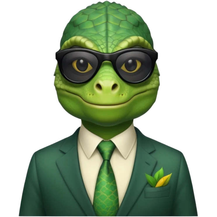 capitalist iguana banker godfather with black sunglasses emoji