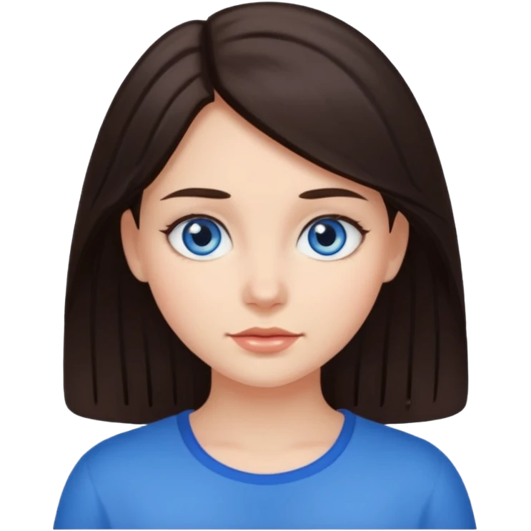 Girl with dark brown hair and blue eyes emoji