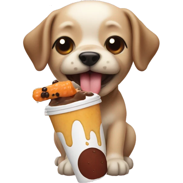 Dog eating a boba emoji