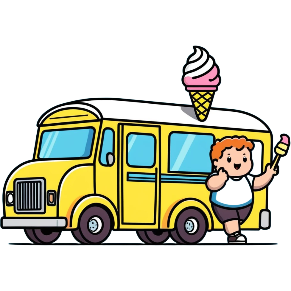 Fat kid chasing a boomerang ice cream truck emoji