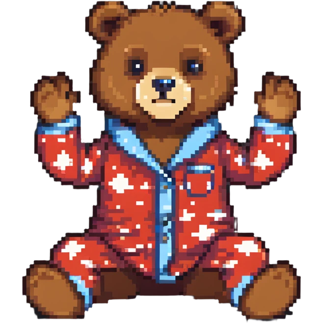 bear in pajamas sitting and waving emoji