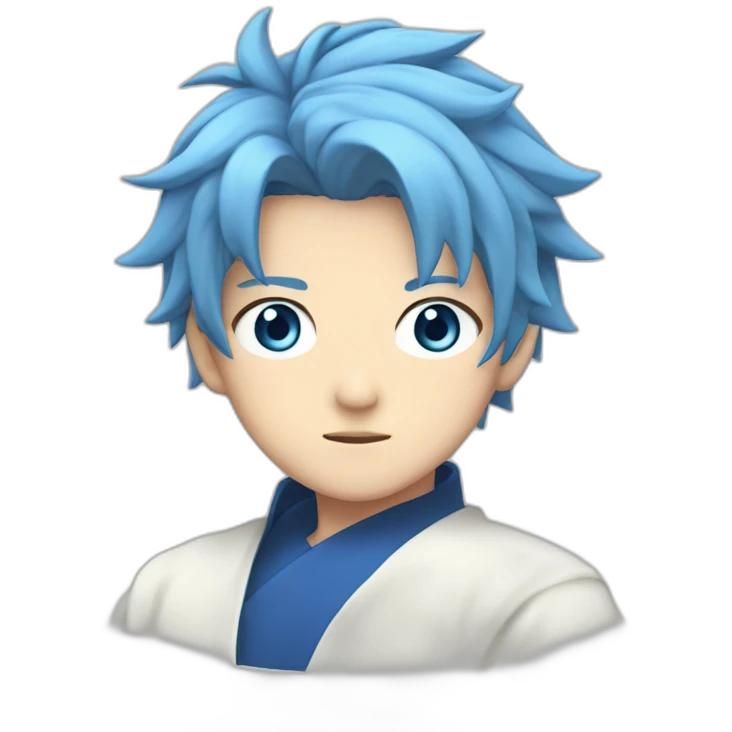 Satoru Gojo with blue eyes and blue hairs emoji