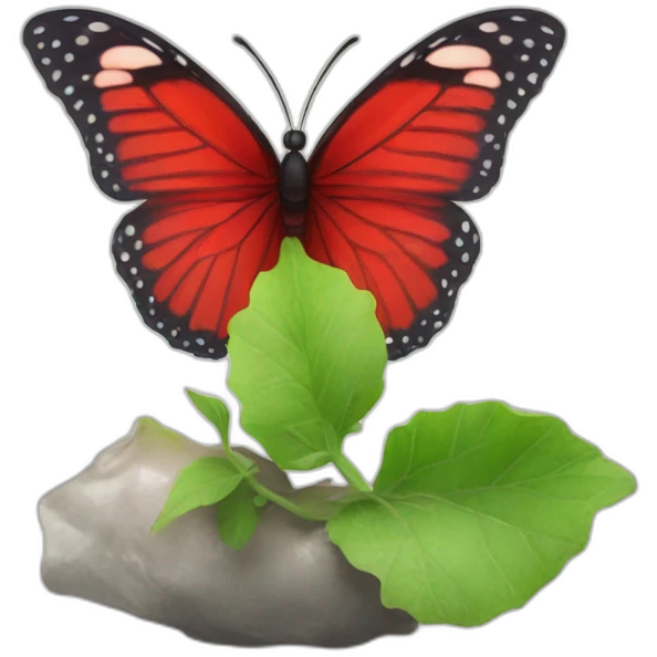red butterfly breaking out of crysalis emoji