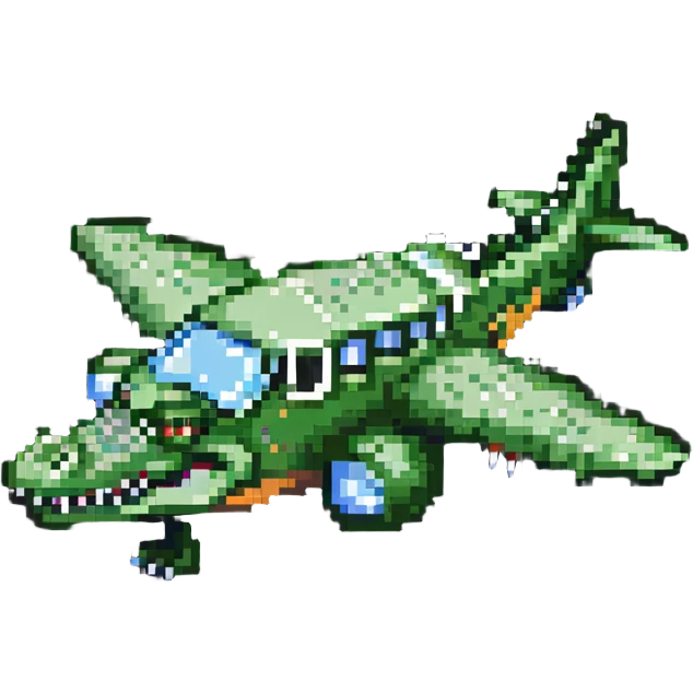 cartoon crocodile-airplane hybrid, side view emoji