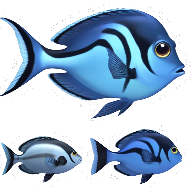 a marine fish named Blue Tang Fish focus on its coloration.  It looks like Dory in movie Finding Nemo.Please respect this fish‘s natural color. There is no white color on its body. emoji