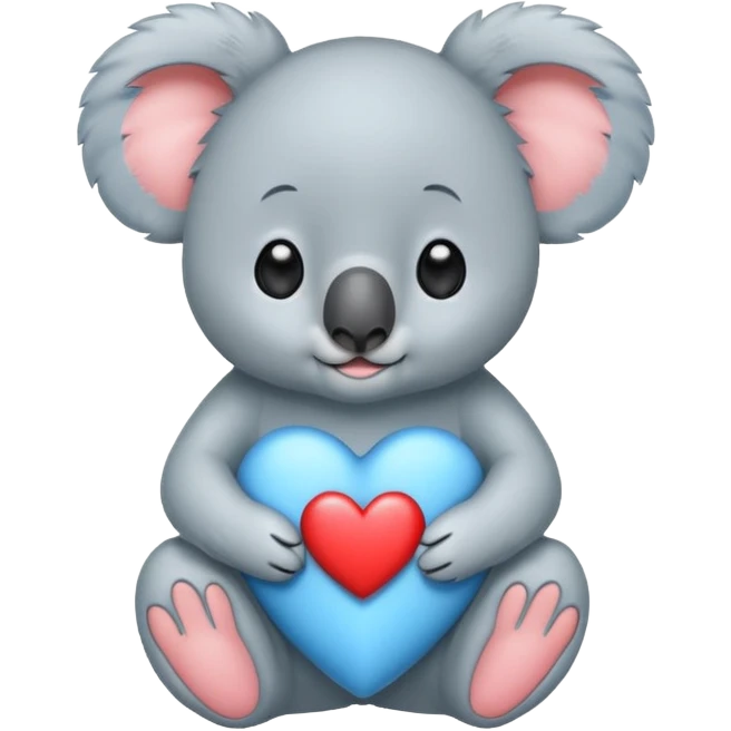 Baby cute koala with a heart blue emoji