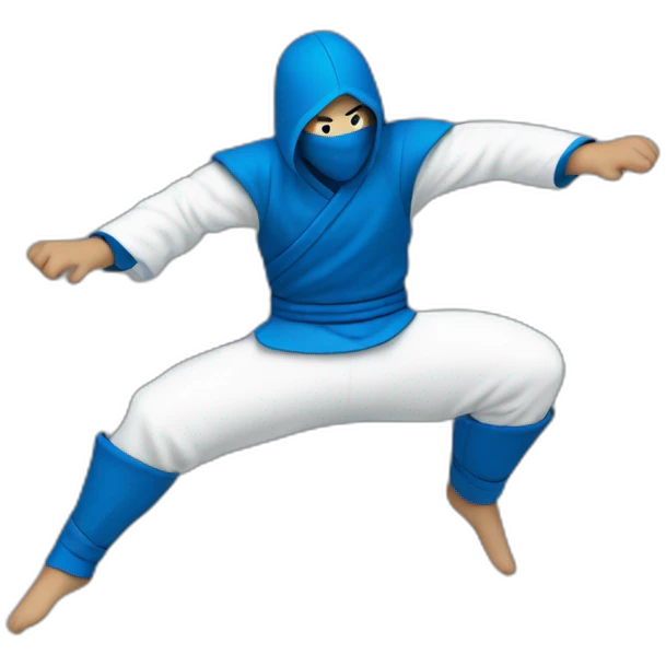 Jumping ninja in blue and white emoji
