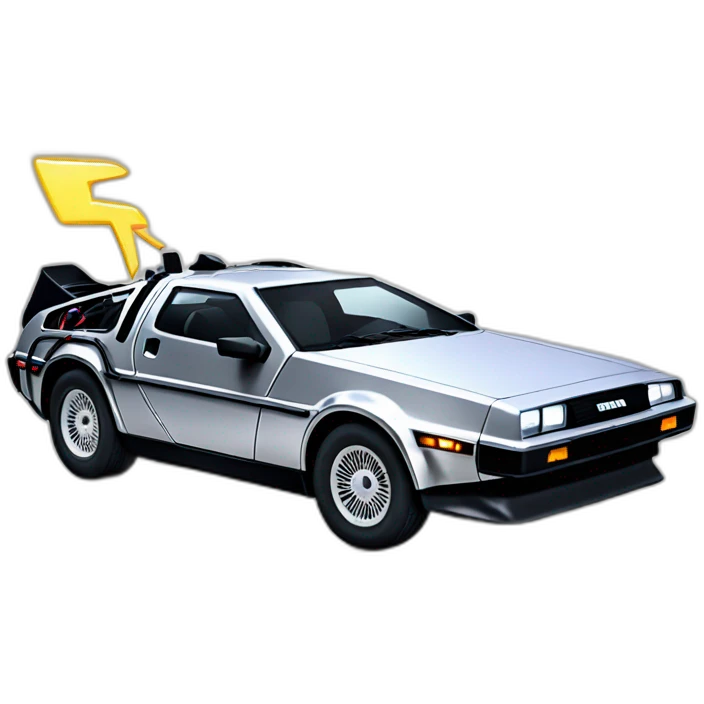 delorean with lightning emoji