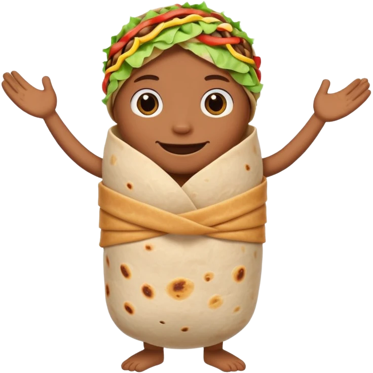A burrito with arms and legs emoji