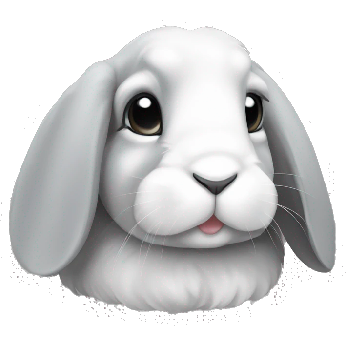 Mini lop rabbit face with grey ears emoji