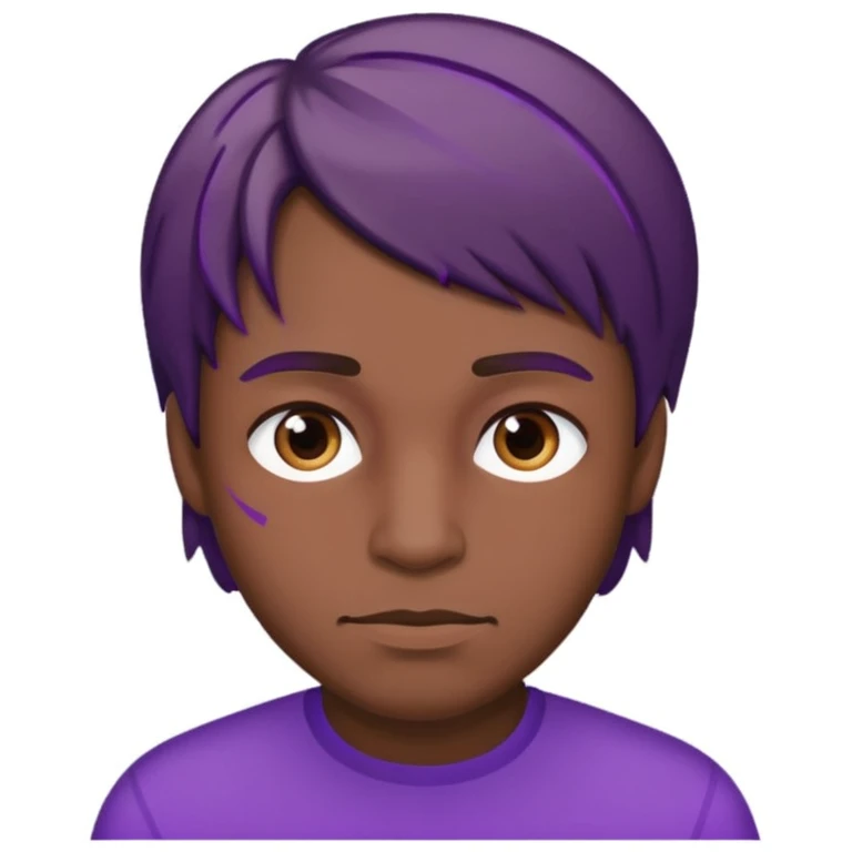 Um homem de cabelo roxo e moreno  emoji