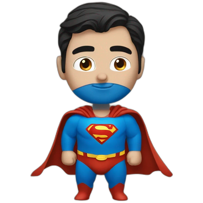 superman volando de pelo rubio y ojos azules estilo Pixar emoji