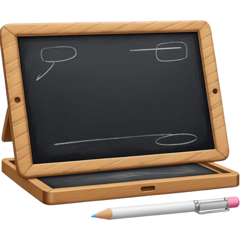 drawing board with classic wooden frame, chalk and eraser emoji