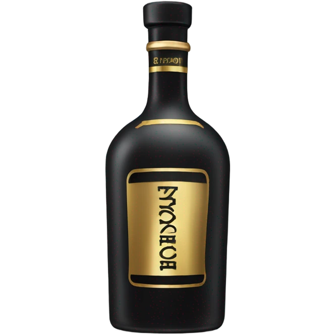 High and slim Black Matt bottle of expensive Vodka with golden letters deluxe emoji